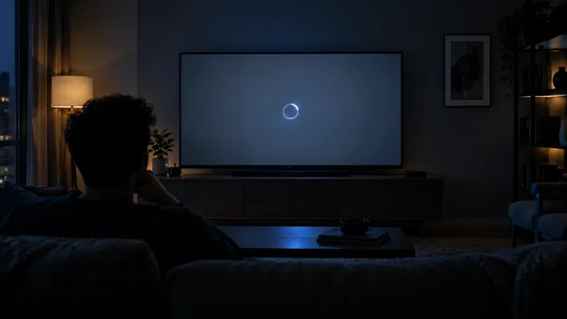 Televisie met een laadcirkel in beeld omdat IPTV blijft bufferen